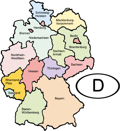 Deutschland-Karte mit den 16 Bundes-Ländern.