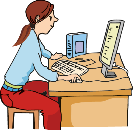 Eine Frau sitzt am Computer.